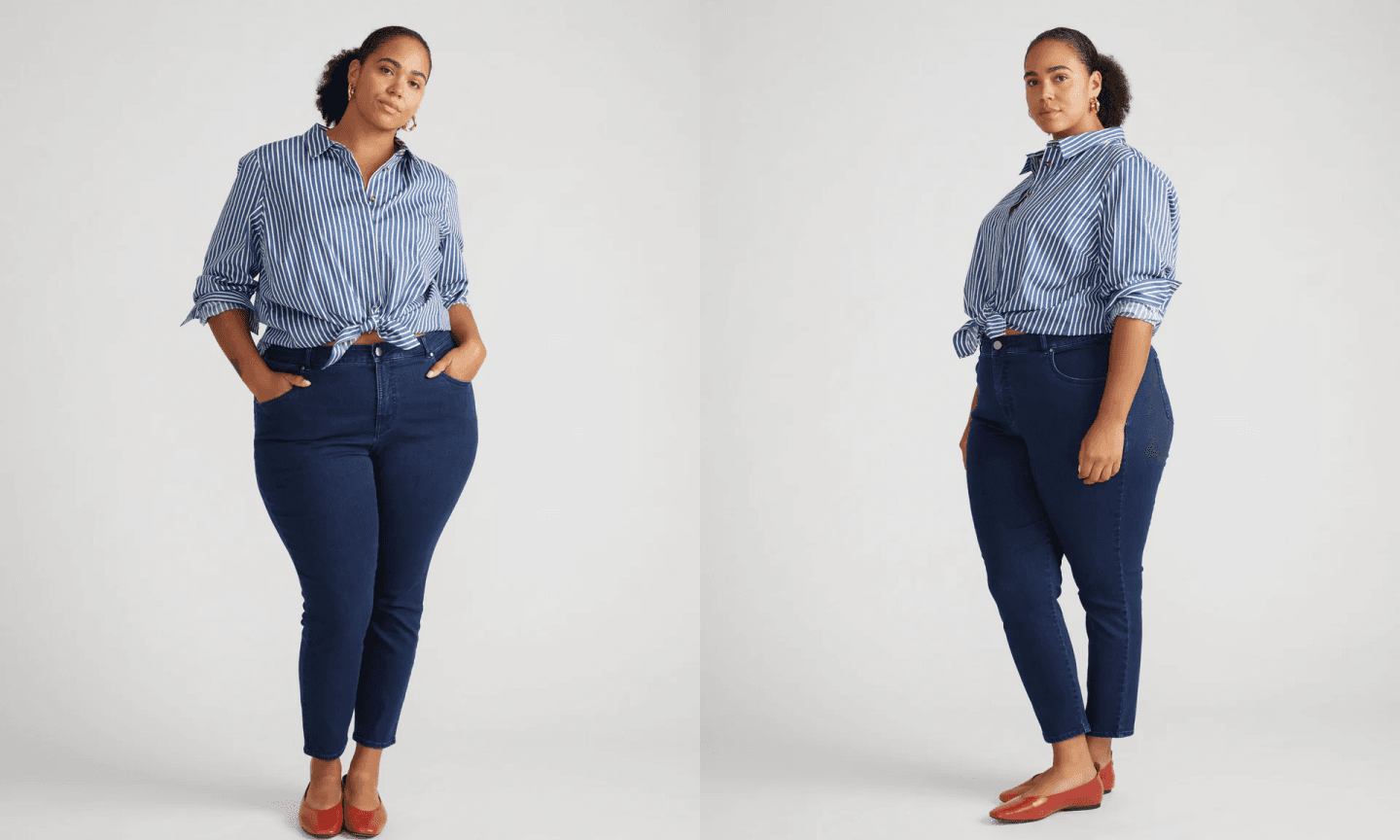 woman wearing shirt and jeans