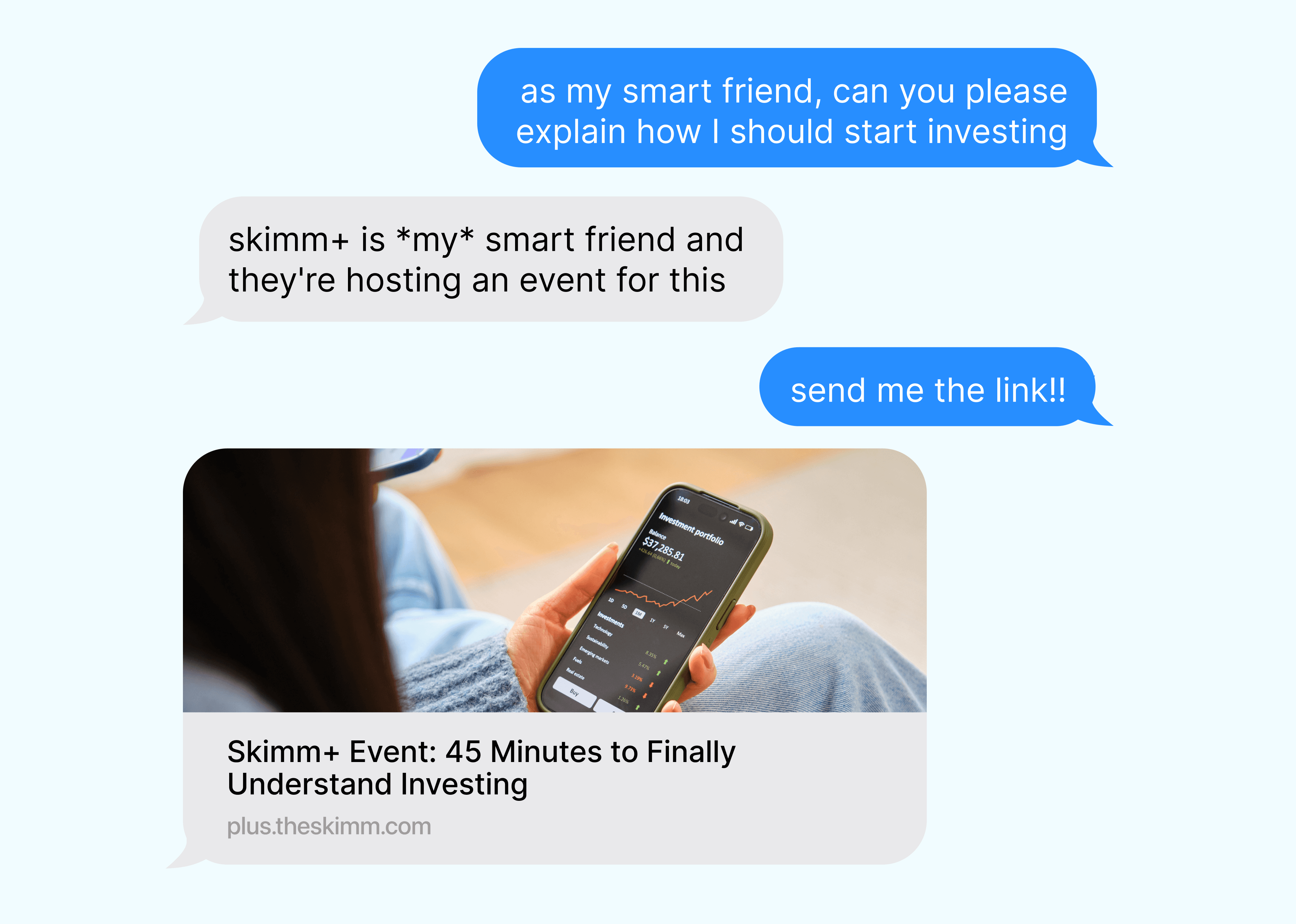 Skimm Plus Investing Event Promo