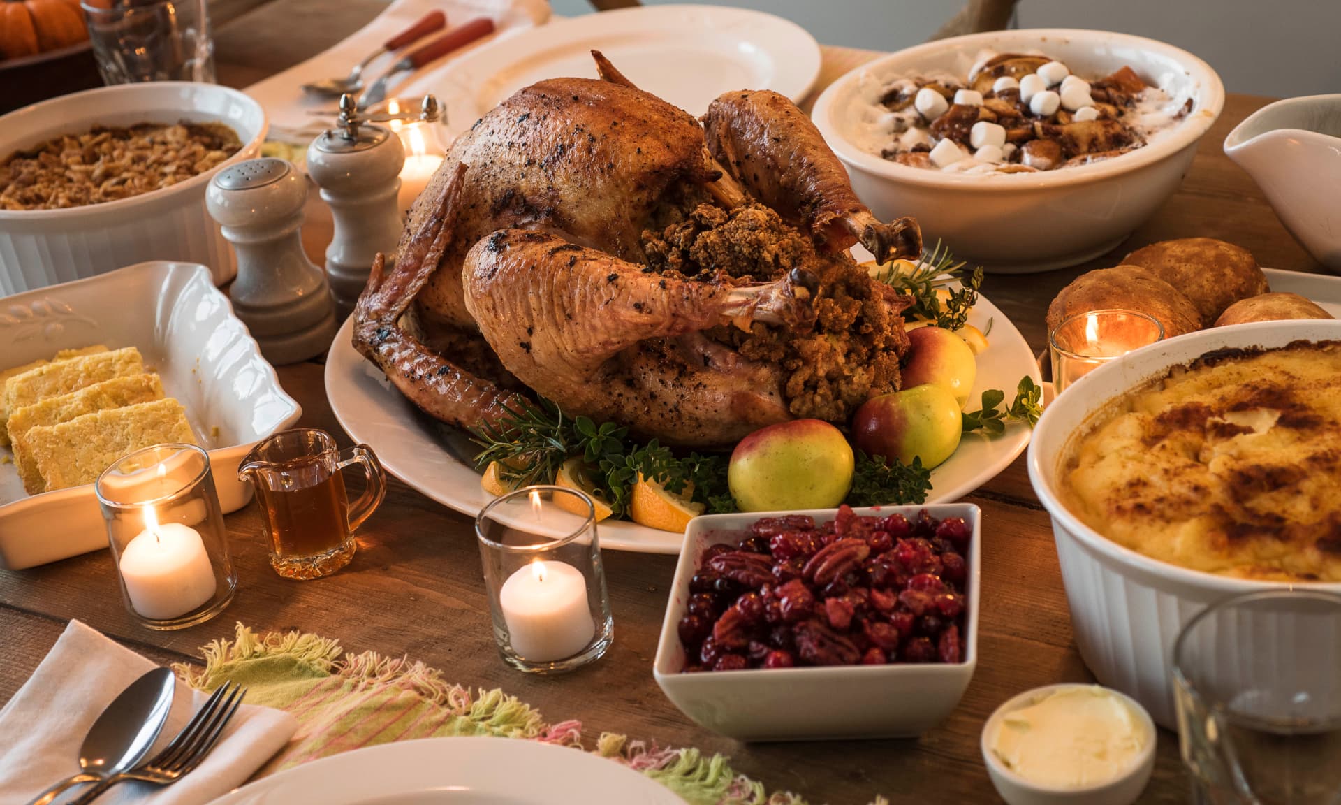 Holiday dinner spread