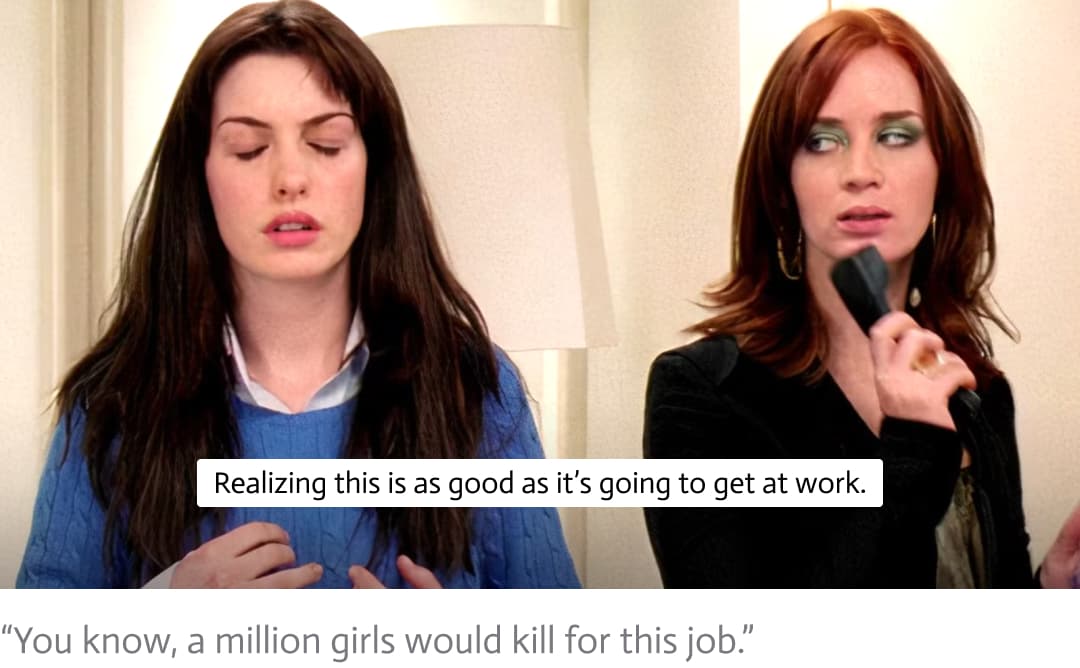 Andy Sachs and Emily Charlton Devil Wears Prada meme