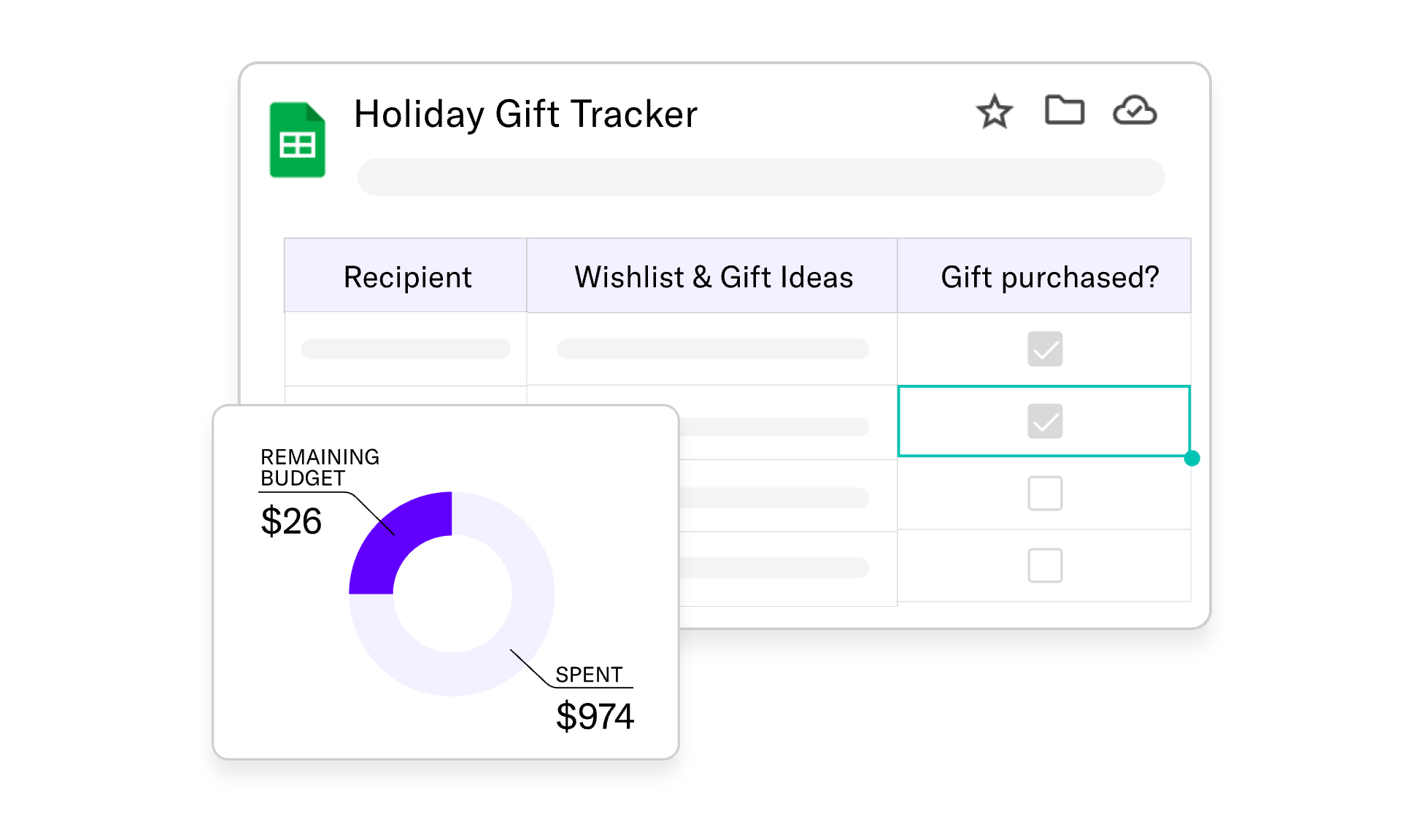 gif of how holiday gift tracker works