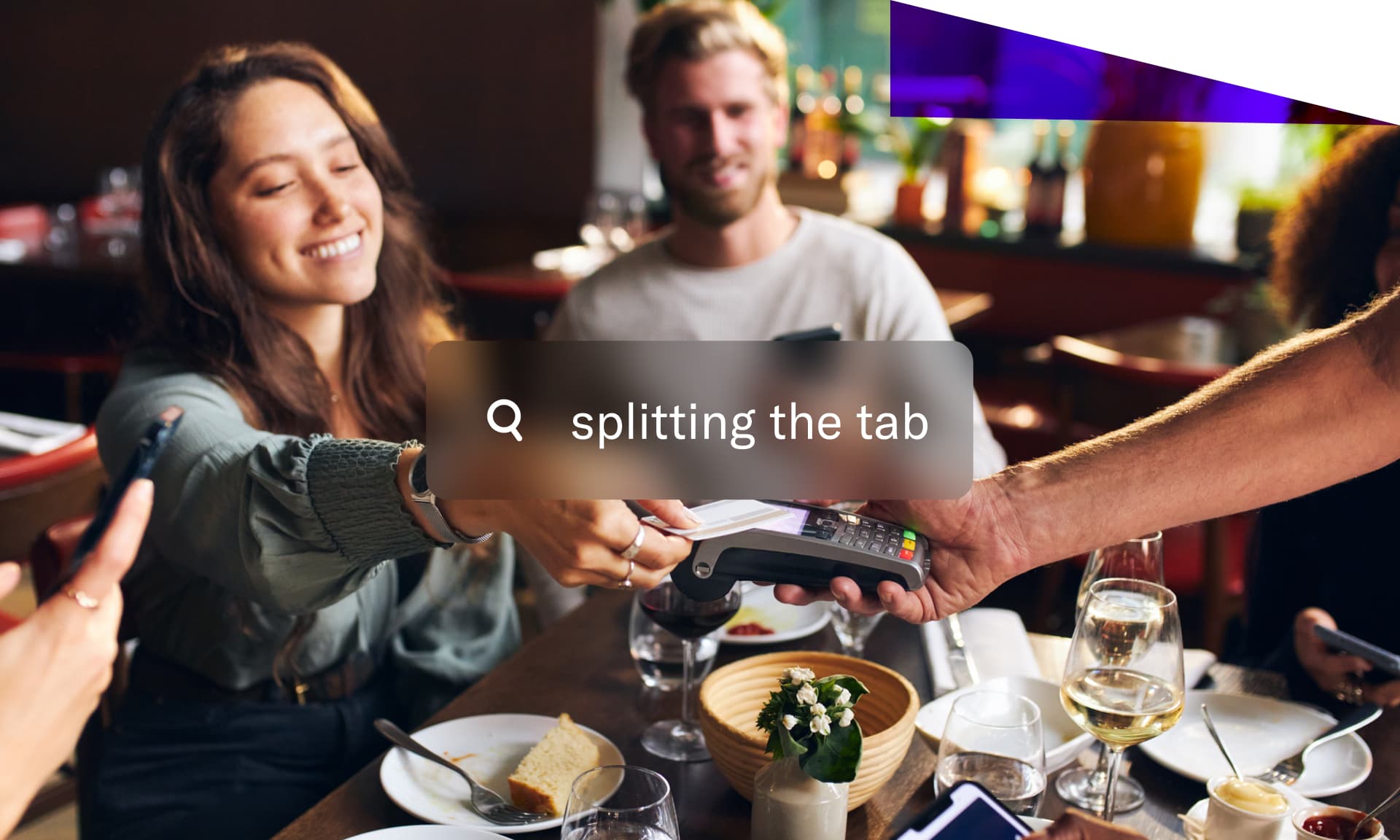 splitting the tab stock image