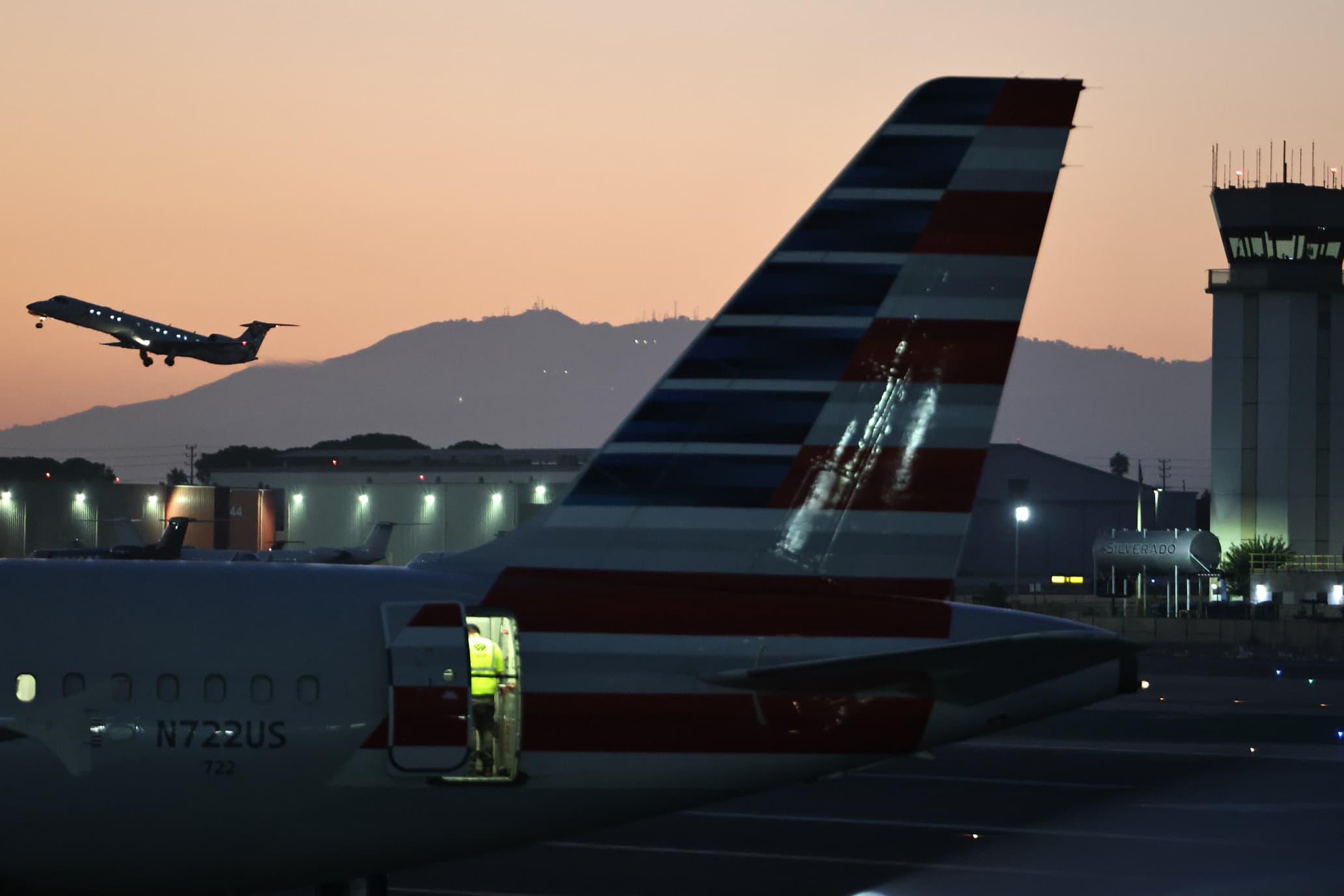 Airplanes on tarmac at an airport