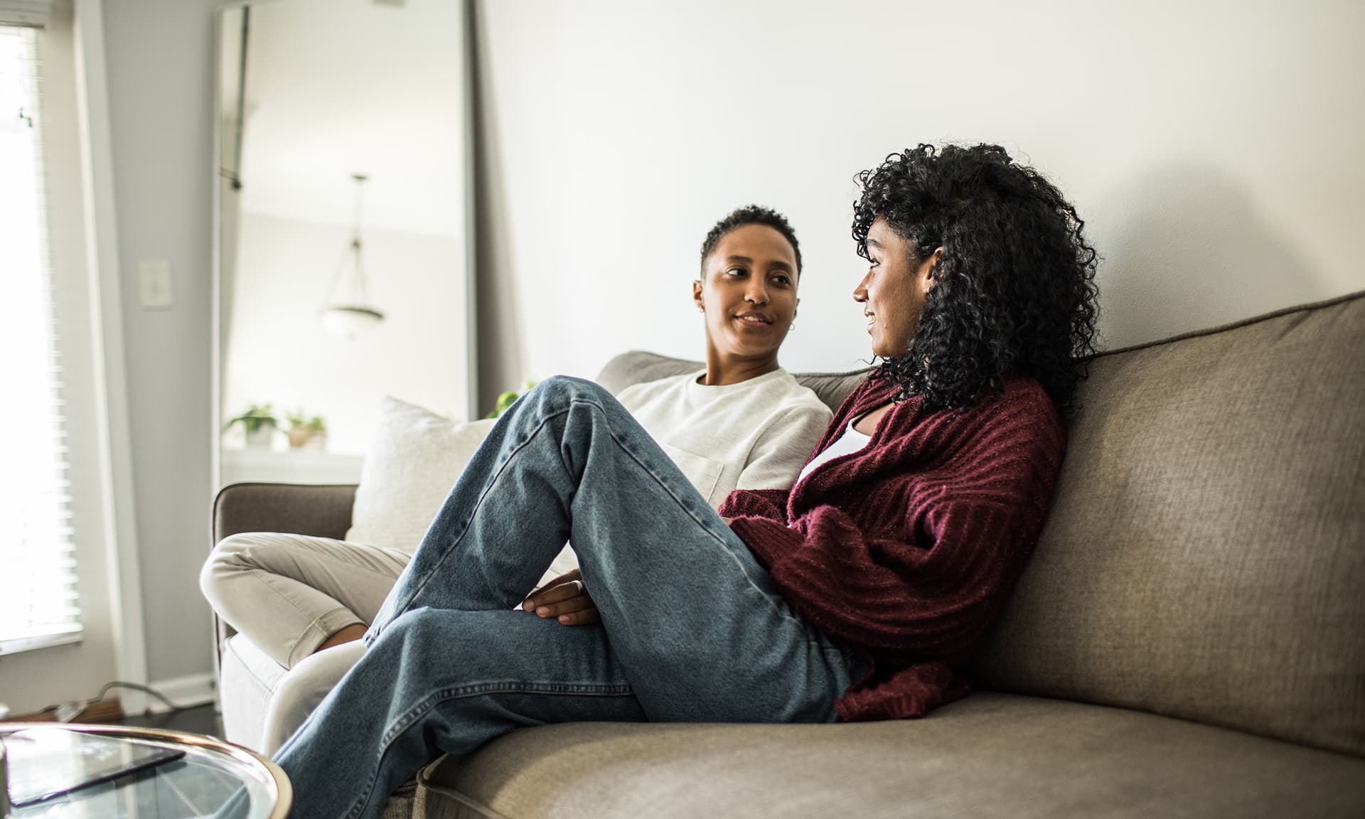 A female couple having a conversation